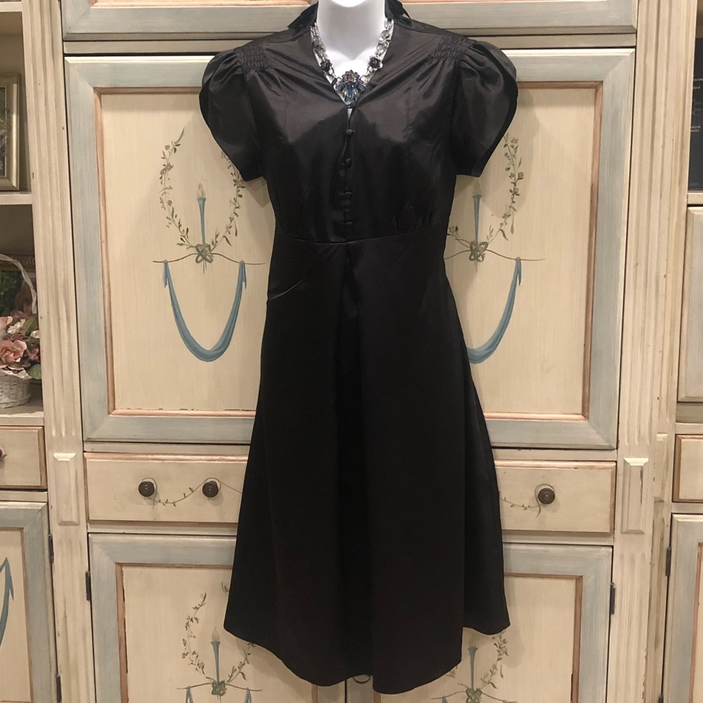 Chadwicks vintage black stretch satin tie-back dress 10